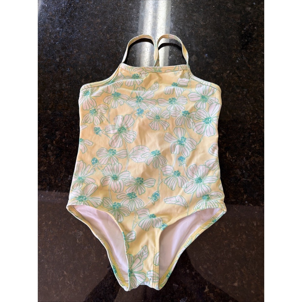 Lilly‎ Pulitzer Girls Swimsuit Sz 5 Yellow Floral Preppy Bathing Suit Boutique
